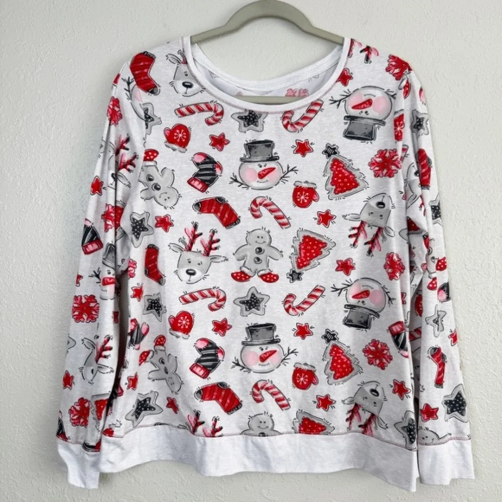 Secret‎ Treasures Christmas tree reindeer snowman pj set pajamas M